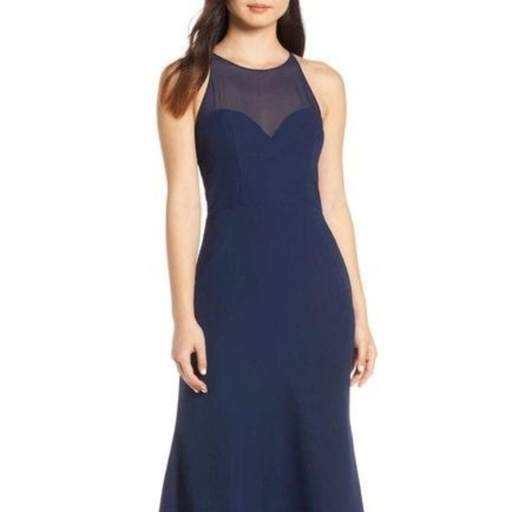 Hayley Paige Occasion Sheer Racerback  dress